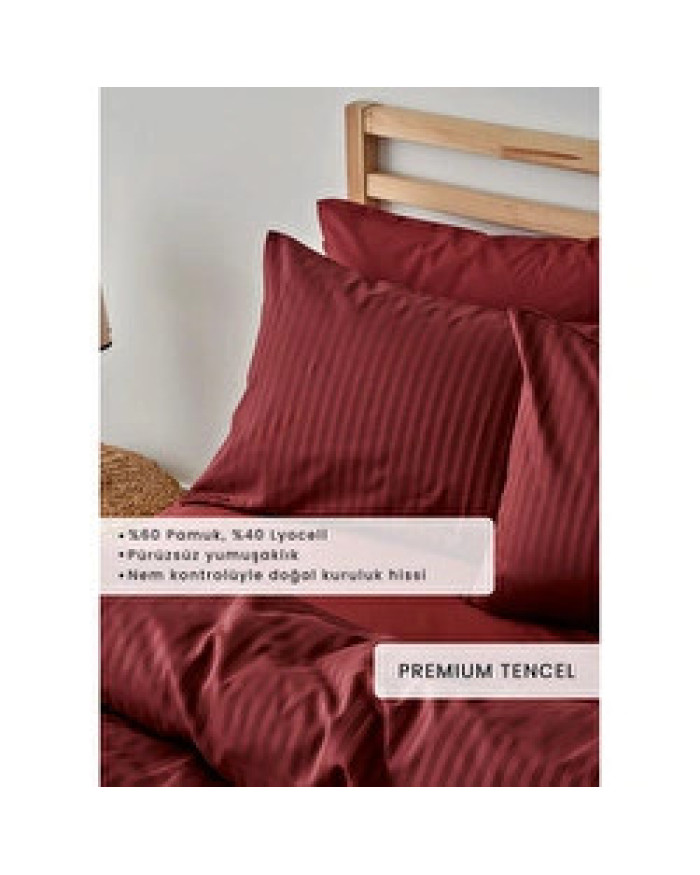 Bella Maison Premium Tencel Çift Kişilik Saten Nevresim Seti Bordo (200x220 Cm) Bordo