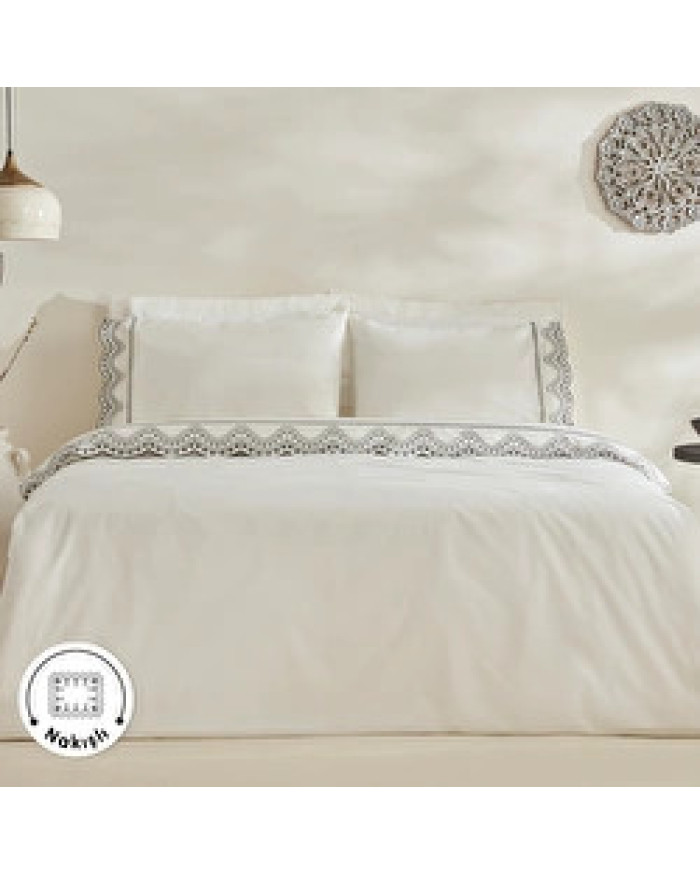 Karaca Home Orvin %100 Pamuk Çift Kişilik Nakışlı Nevresim Takımı Beyaz
