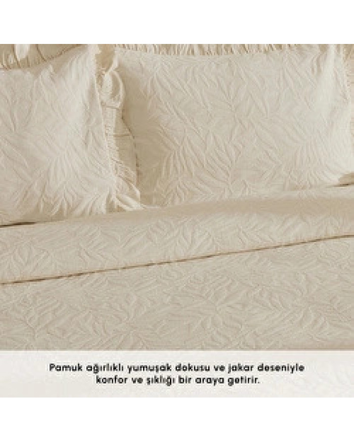 Karaca Home Branley Fırfırlı Çift Kişilik Yatak Örtüsü Takımı Natural