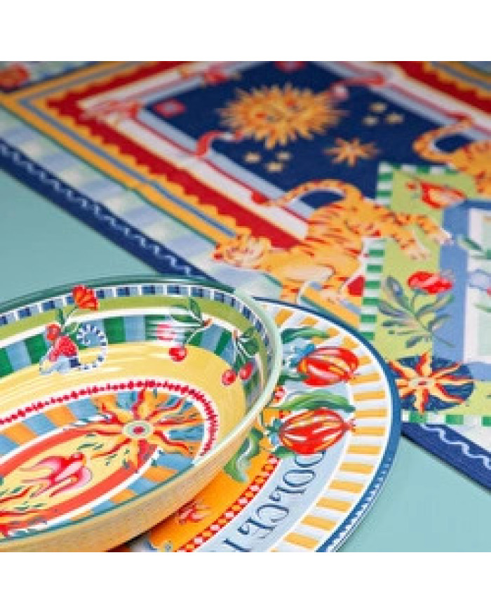 Baci Milano Dolce Far Niente Güneş Desenli Renkli Pamuklu ve Polyester Runner 48 x 150 cm