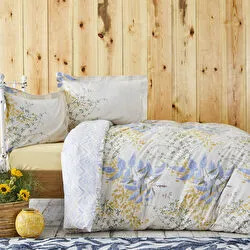 Karaca Home Clarinda %100 Pamuk Çift Kişilik Lastik Çarşaflı Nevresim Takımı Hardal