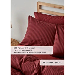 Bella Maison Premium Tencel Çift Kişilik Saten Nevresim Seti Bordo (200x220 Cm) Bordo