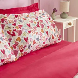 Sarah Anderson Amour Glow Kalp Desenli Tek Kişilik Nevresim Takımı Multicolour
